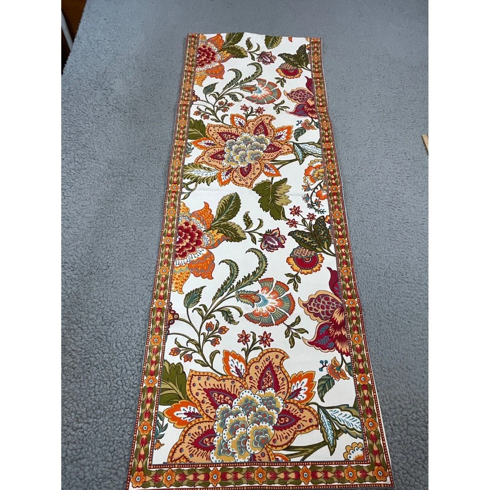 World Market Table Runner Home 16x90 in Multicolor Floral Paisley Cotton Autumn